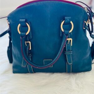 Dooney & Bourke Teal Satchel with Gold Accents